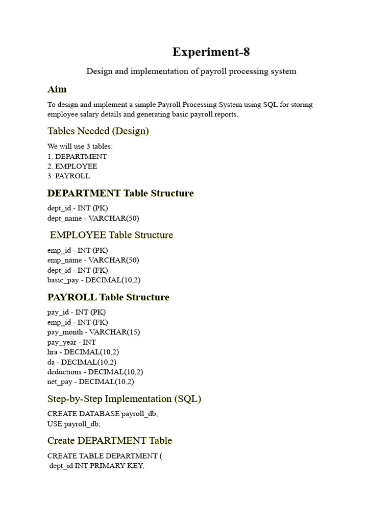 Payroll Processing System Design Guide | PDF