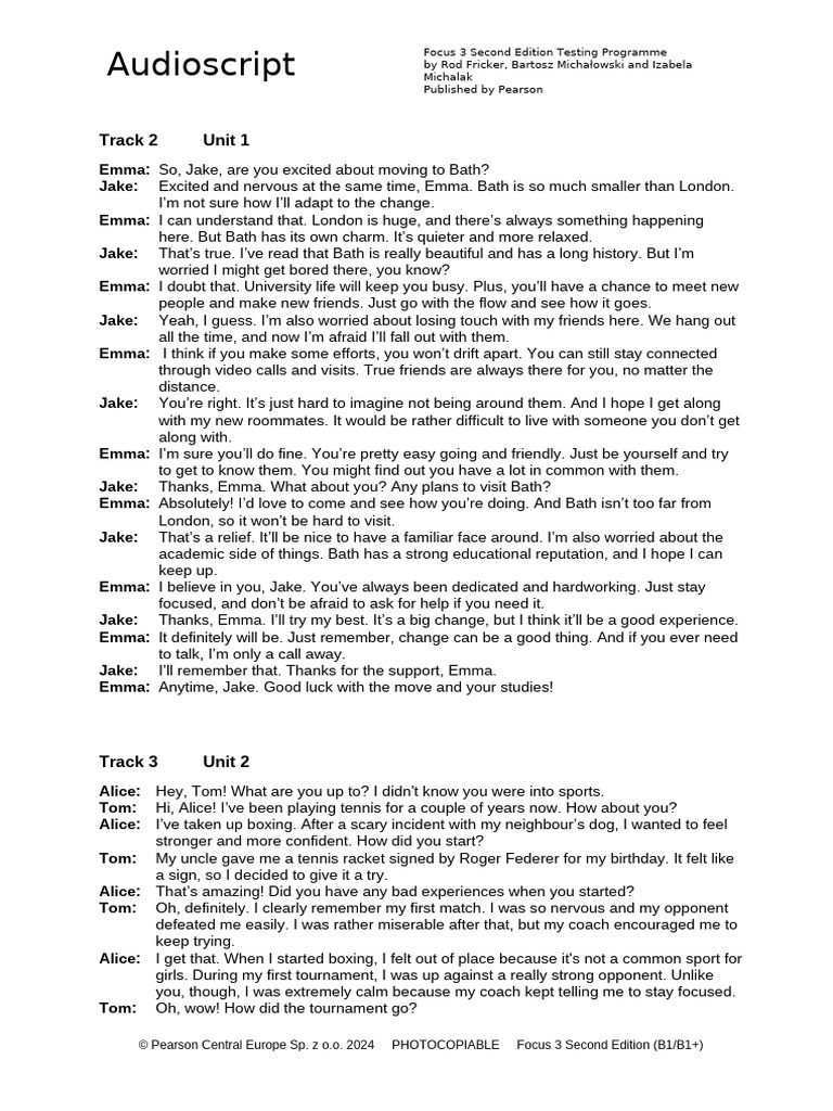 Focus 3 Testing Programme Audioscript | PDF | Climate Change | Climate ...