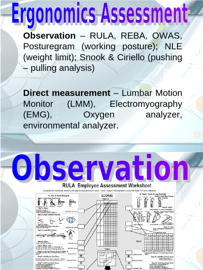 Ergonomic Assessment Methods Overview | PDF