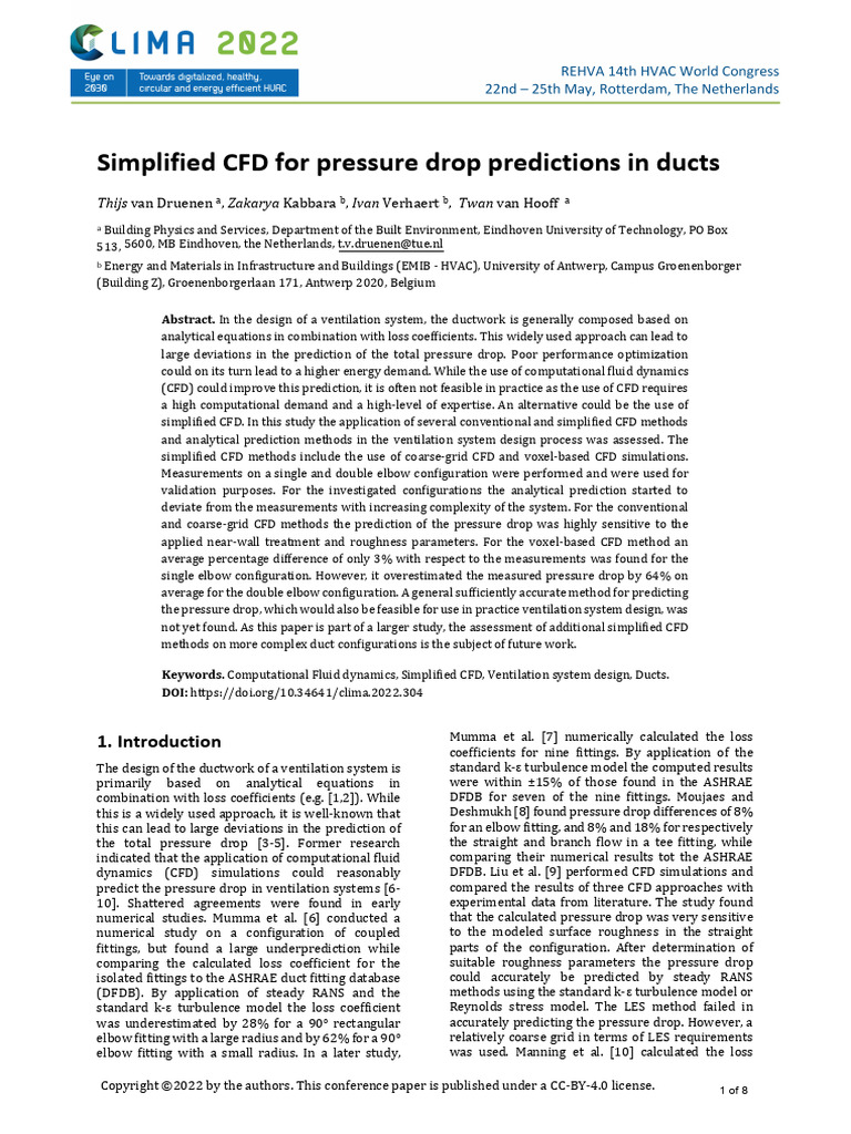 Simplified CFD for Duct Pressure Drop | PDF | Computational Fluid ...