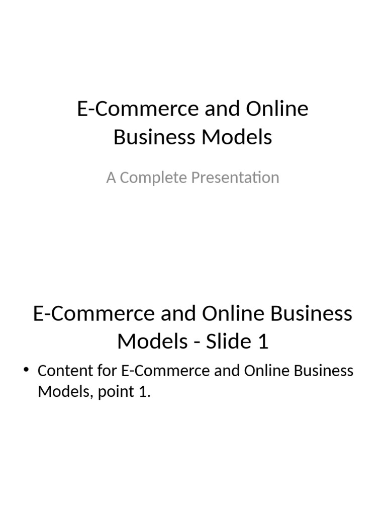E-Commerce Business Models Overview | PDF