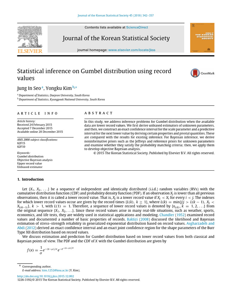 Gumbel Distribution Inference via Records | PDF | Statistical Inference ...