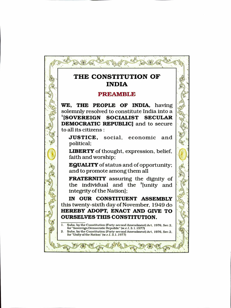Preamble of the Indian Constitution | PDF