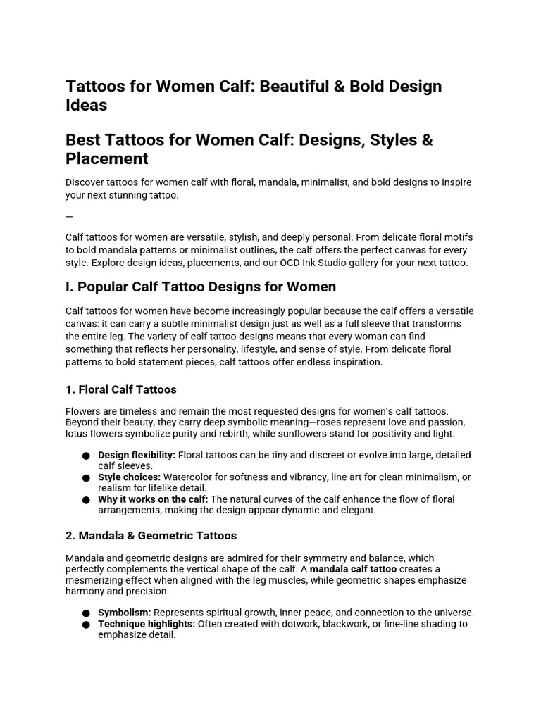 Tattoos For Women Calf | PDF | Drawing | Minimalism