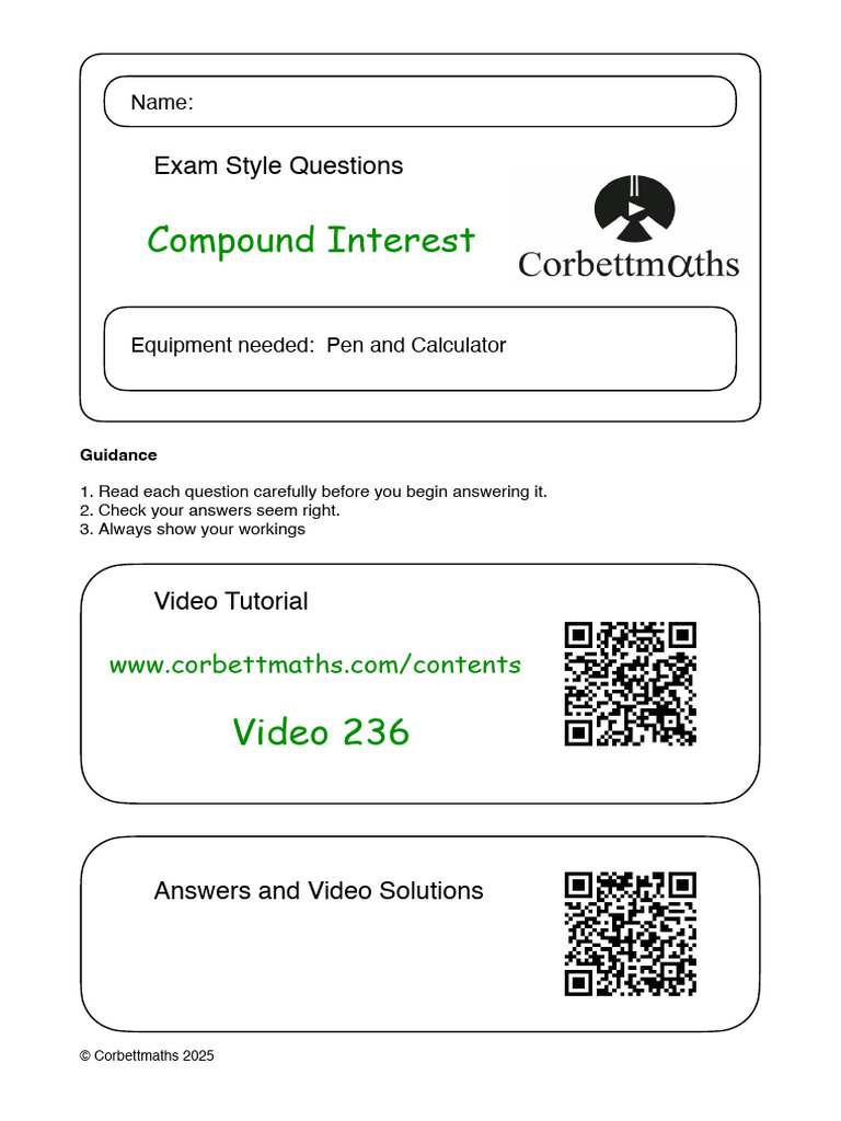 Grade 10 Compound Interest Worksheet | PDF | Interest