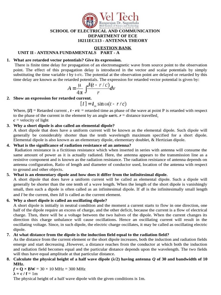 Unit 2 QB | PDF | Antenna (Radio) | Electromagnetic Radiation