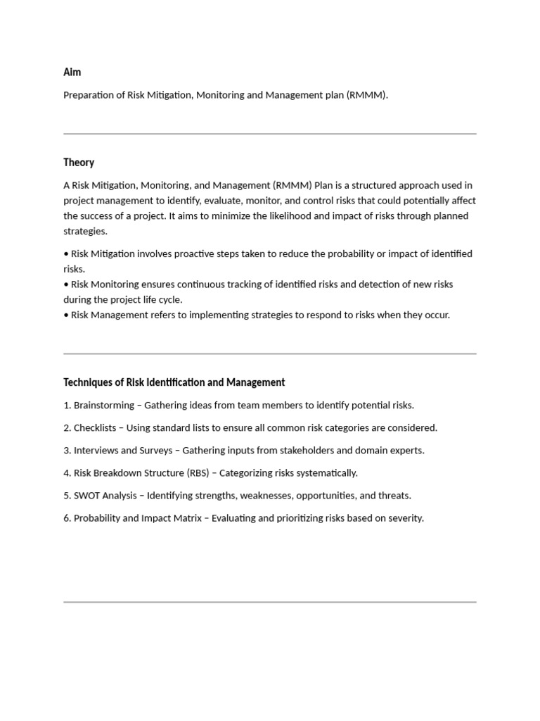 Exp 7 (SE) | PDF | Risk | Project Management