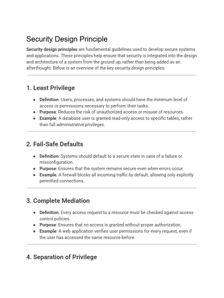 Key Security Design Principles Explained | PDF | Usability ...