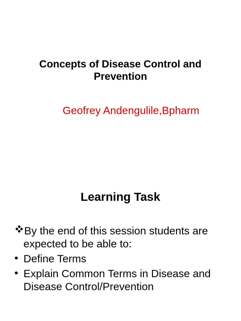 Disease Control and Prevention Concepts | PDF | Infection | Pathogen