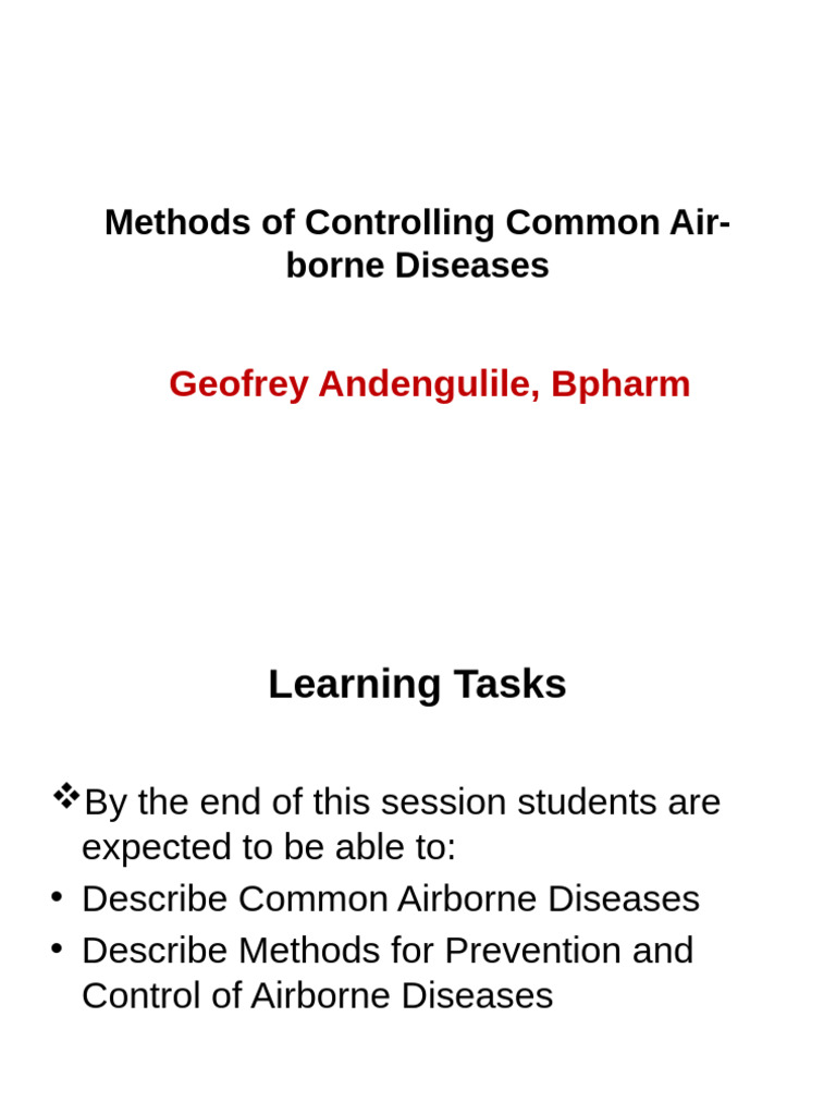 Control Methods for Airborne Diseases | PDF | Medical Specialties ...