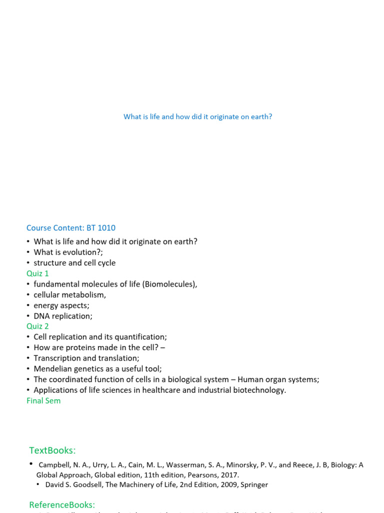 Lecture 1 - Origin of Life | PDF | Nucleotides | Rna