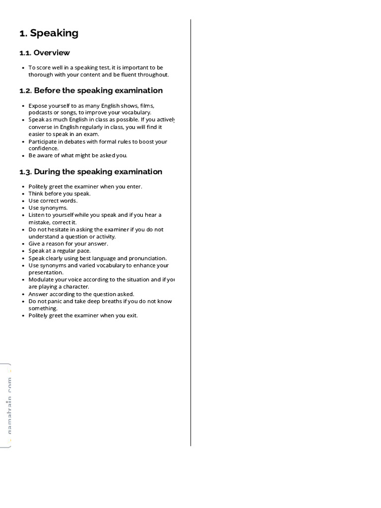 0861 Speaking Overview | PDF
