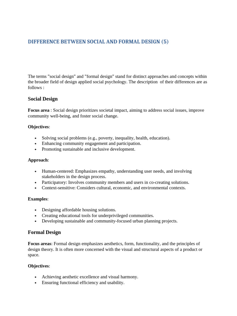Social vs. Formal Design Explained | PDF | Psychology | Psychological ...