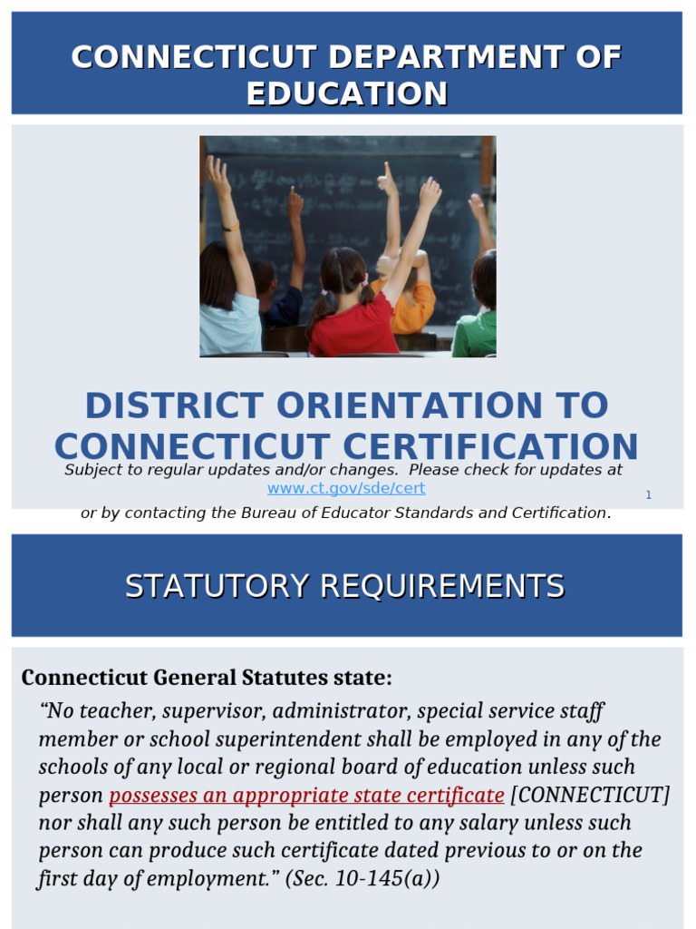 Connecticut Educator Certification Guide | PDF | Teachers | Criminal Record