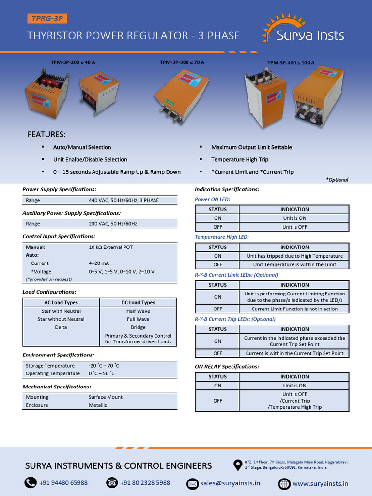 3-Phase Thyristor Power Regulator | PDF | Power Supply | Alternating ...