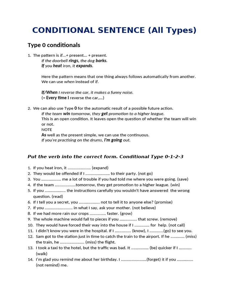 Conditional Sentences (All Types) TATA CARA PENGGUNAAN | PDF