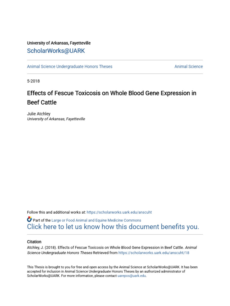 Effects of Fescue Toxicosis On Whole Blood Gene Expression in Bee | PDF ...