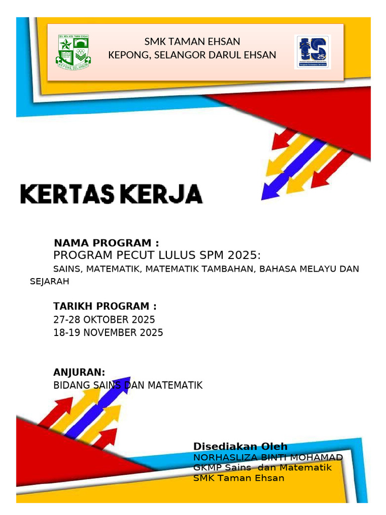 Program Pecut Lulus SPM 2025 di SMK Taman Ehsan | PDF