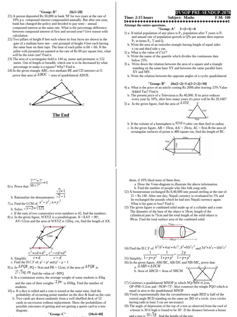 Maths | PDF | Area | Compound Interest