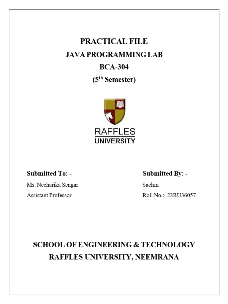 Java Programming Lab Practical File | PDF