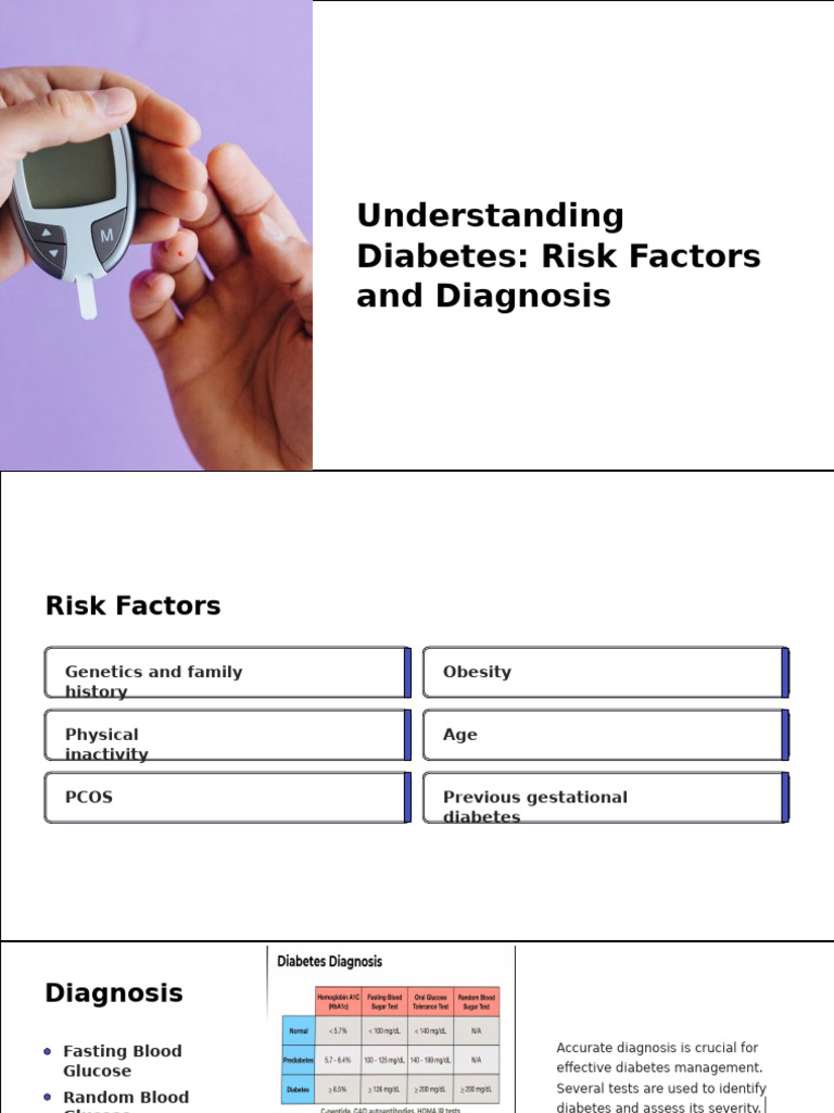 Diabetes Risk Factors and Management Guide | PDF | Diabetes | Medical ...