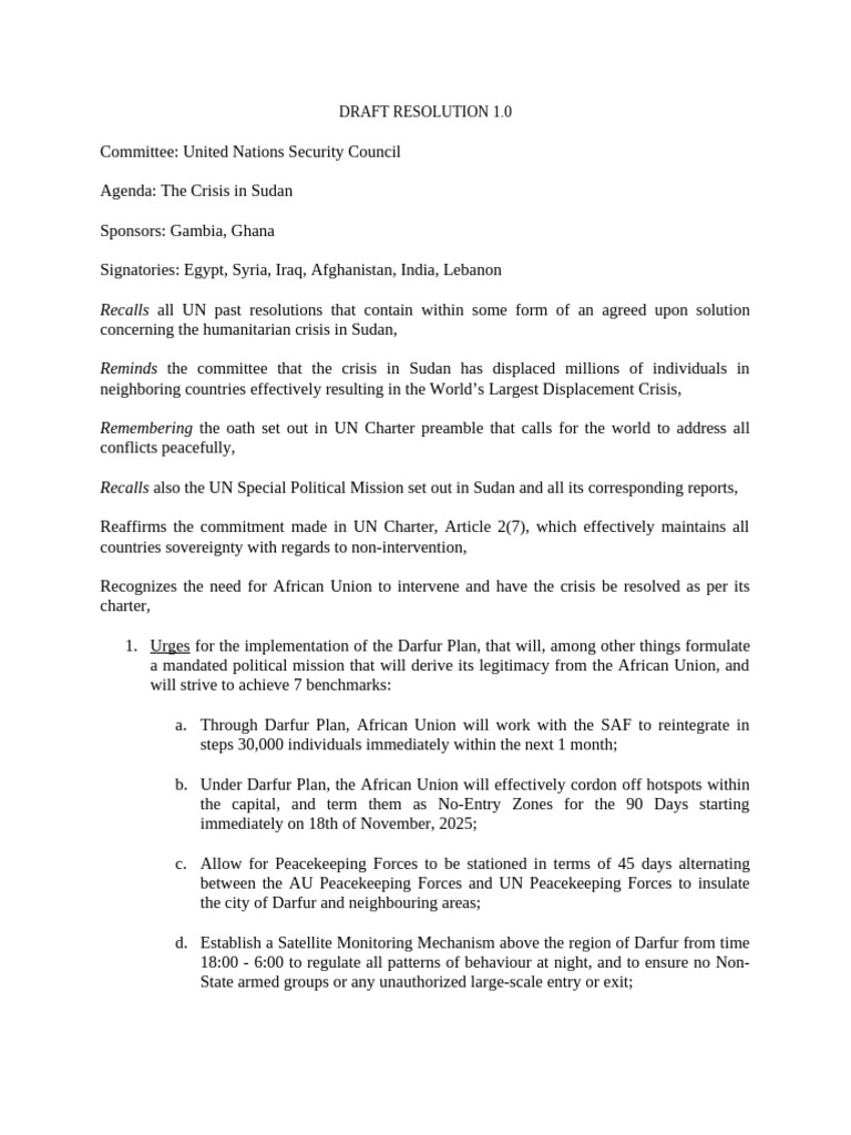 Draft Resolution 1 | PDF | African Union | Peacekeeping