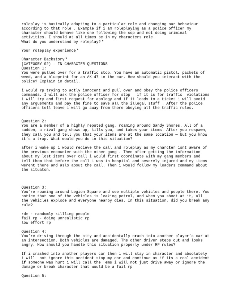 Roleplay Is Basically Adapting To A | PDF