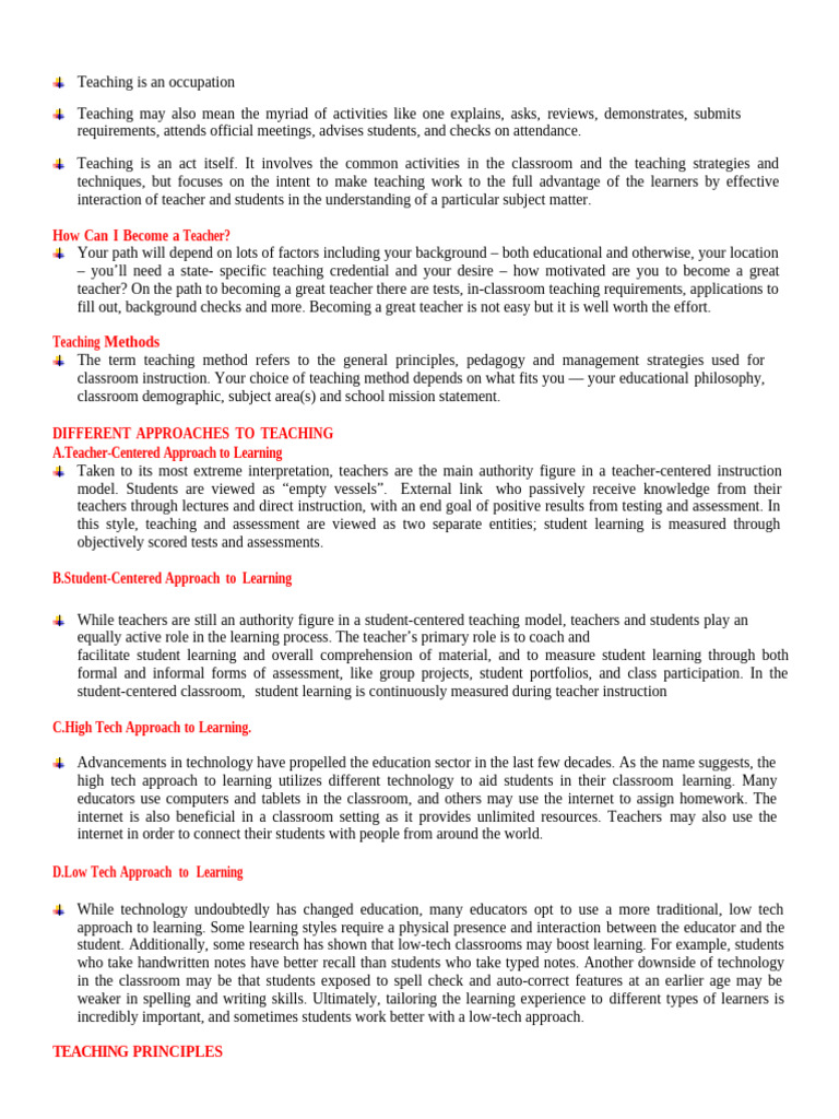 Teaching Methods and Principles Explained | PDF | Teaching Method ...