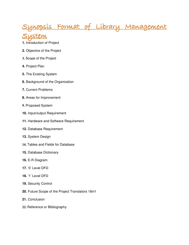 Synopsis Format of Library Management System | PDF | Databases | Automation