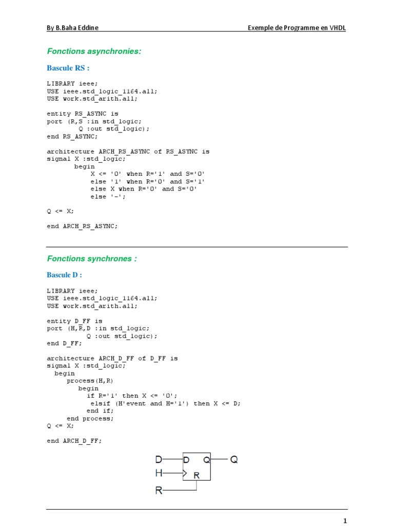 VHDL Examples: Asynchronous & Synchronous | PDF | Vhdl | Engineering