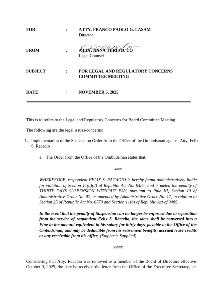 Legal and Regulatory Committee Meeting Summary | PDF | Business