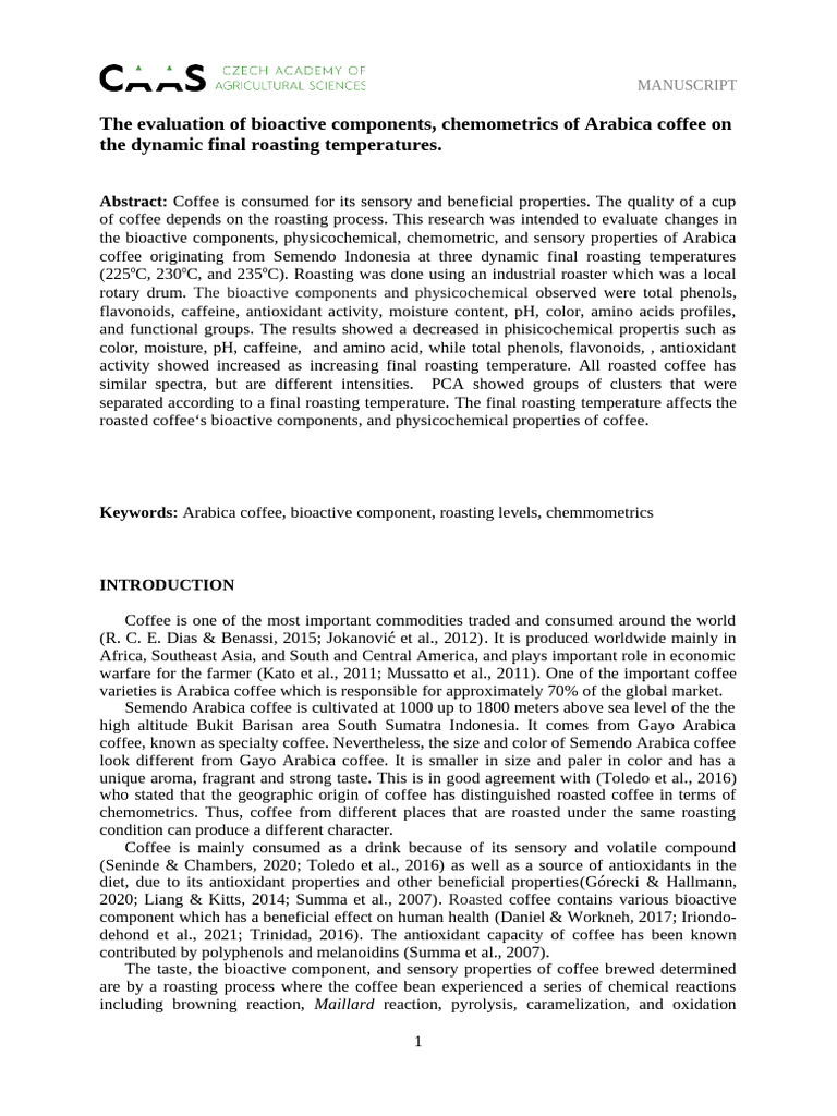 Manuscript-File Template CAAS (AutoRecovered) - 2 | PDF | Coffee