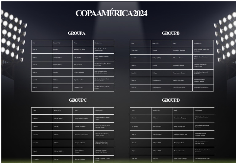 Calendar and Matches of The Copa America 2024 PDF | PDF | Association ...