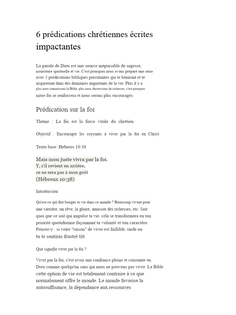 6 Prédications Chrétiennes Inspirantes | PDF | Dieu | Amour