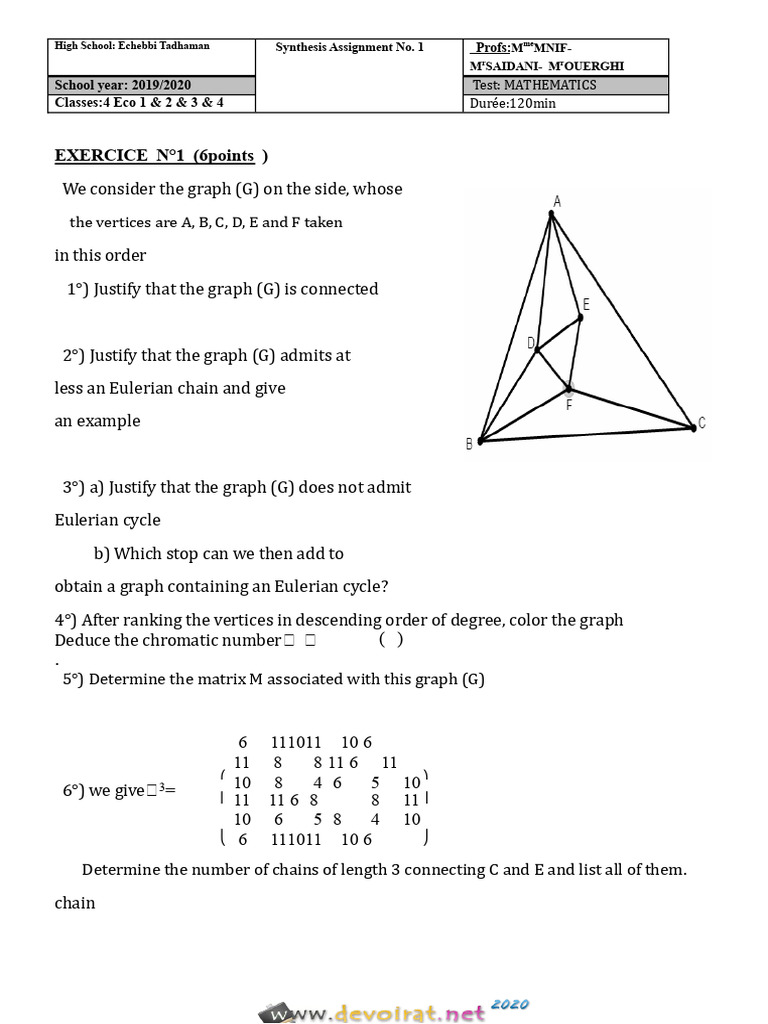 Synthesis Assignment No. 1 - Math - Bac Economics & Management (2019 ...
