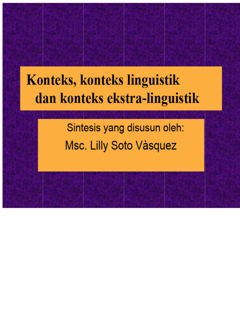 Memahami Konteks dalam Linguistik dan Komunikasi | PDF