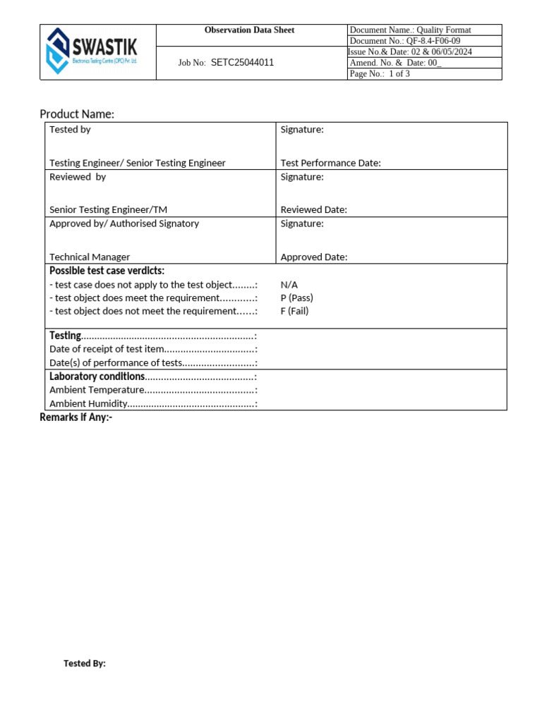 Sample Report Blank | PDF
