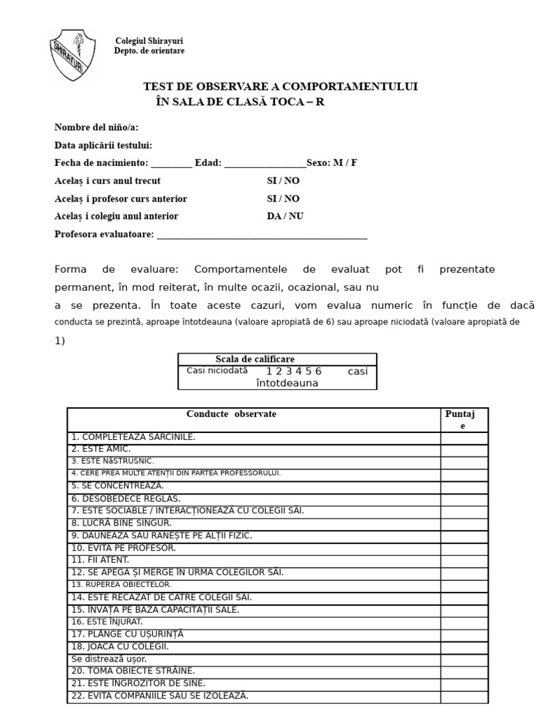 Test Toca-R | PDF