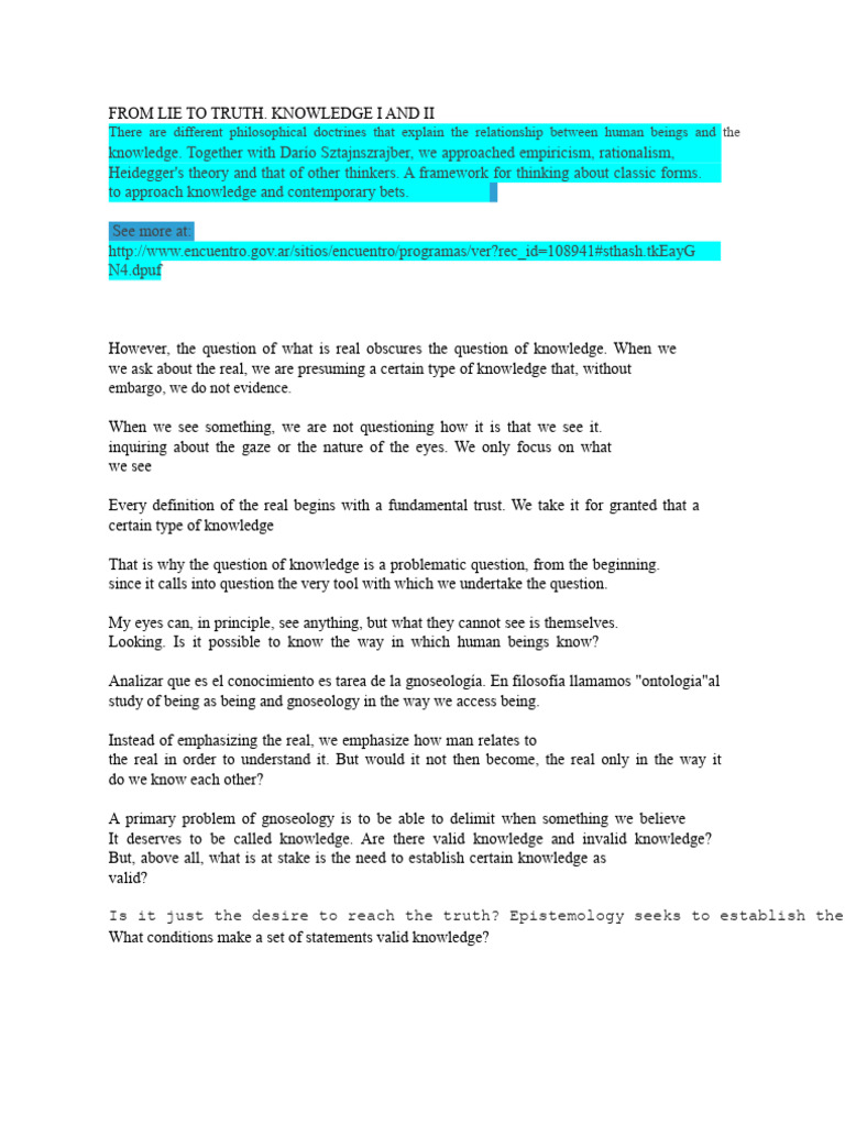 Exploring Knowledge: Gnoseology and Epistemology | PDF | Rationalism ...
