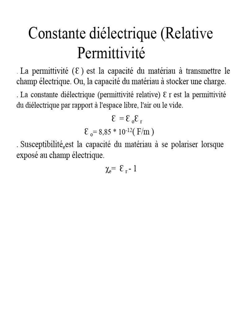 Comprendre la constante diélectrique et la capacitance | PDF ...