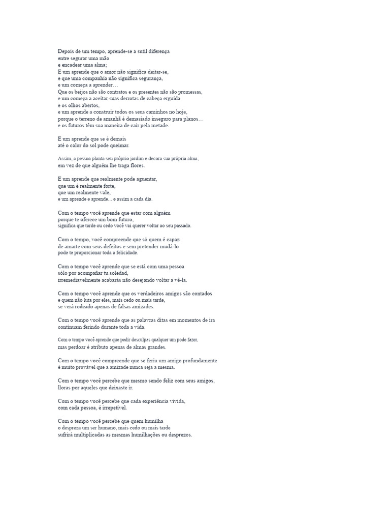Lições de Vida e Amor com o Tempo | PDF | Tempo | Amor
