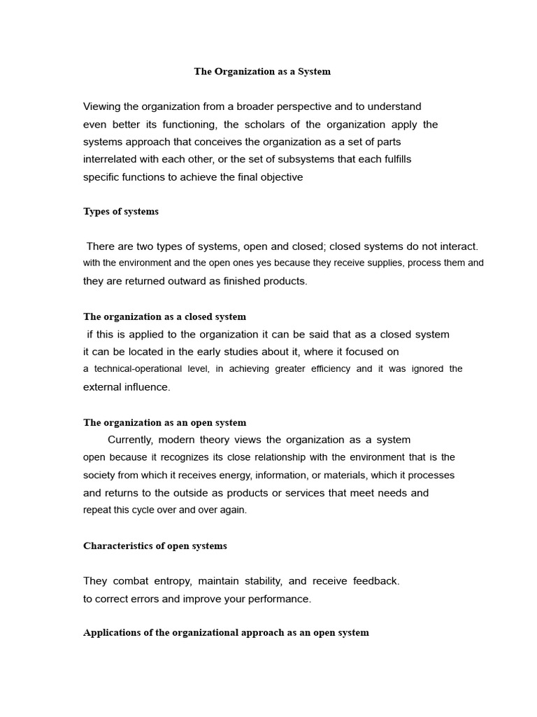 Understanding Organizations as Systems | PDF | System