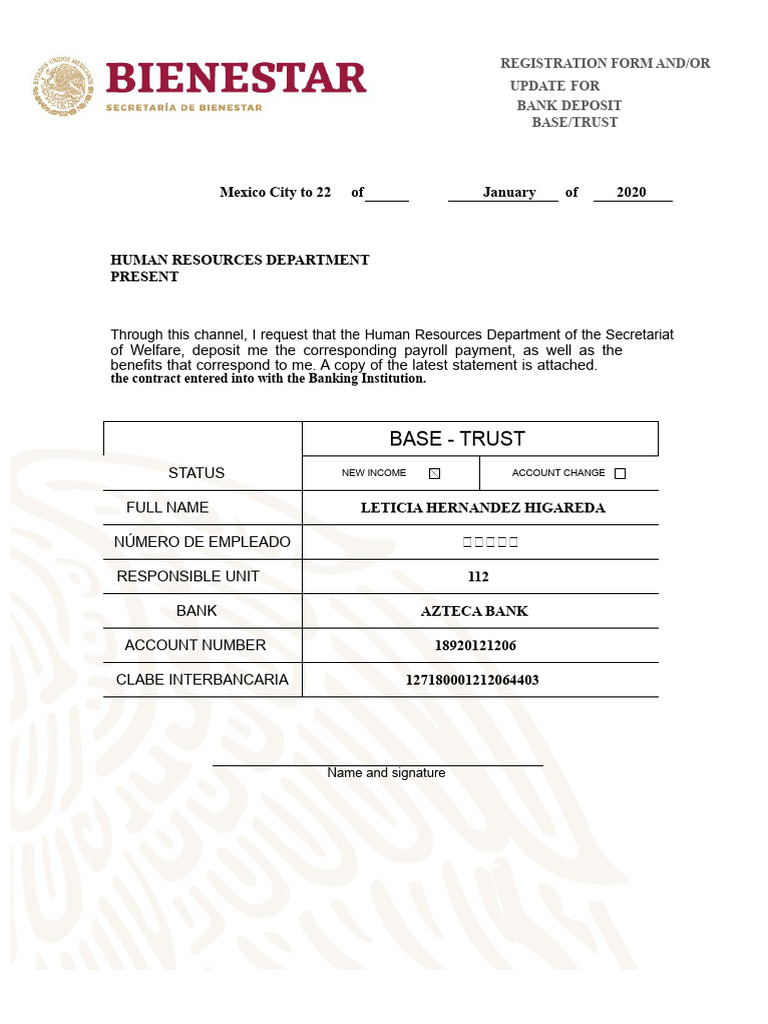 Bank - Update - Registration - Format - Base - Trust | PDF
