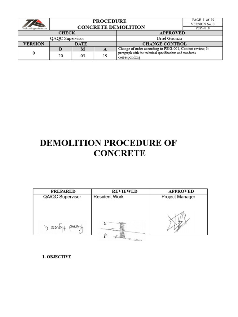 Concrete Demolition Procedure Guide | PDF | Demolition | Waste