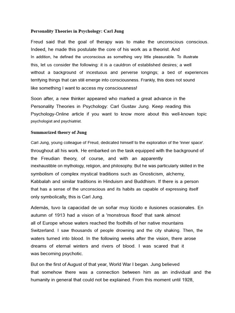 Carl Jung's Personality Theories Explained | PDF | Carl Jung ...