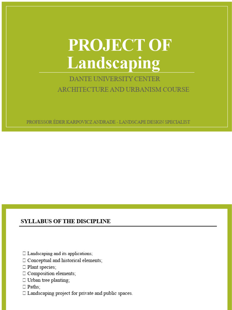 Landscaping Design Course Overview | PDF | Landscape | Design