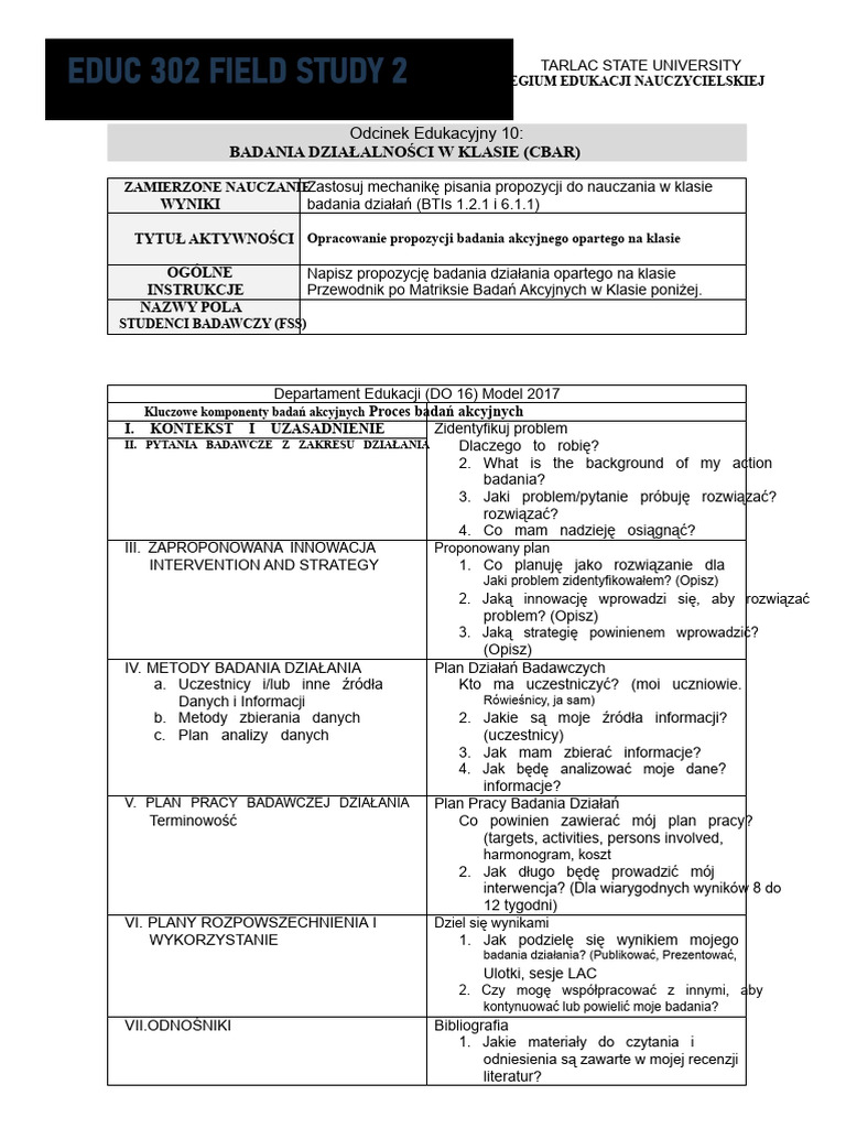 EDUC 302 Epizod Uczenia Się 10 CBAR 1 | PDF