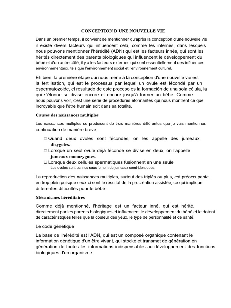 Facteurs influençant la conception humaine | PDF | Hérédité | Génétique