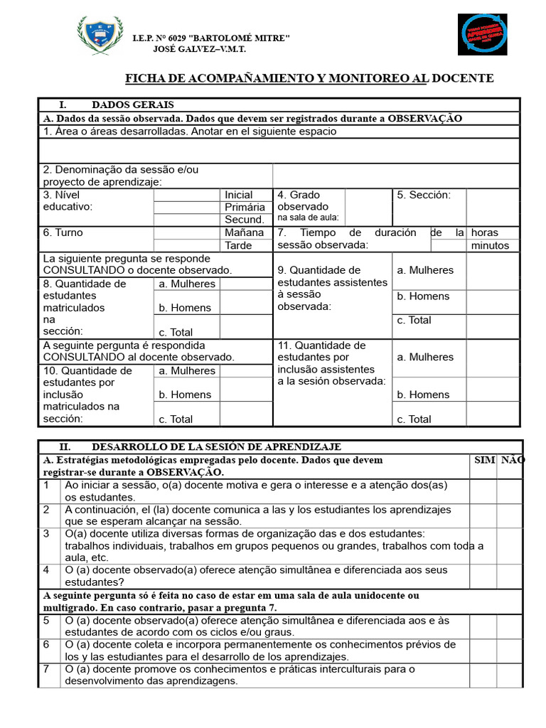 Ficha de Acompanhamento e Monitoramento Do Professor | PDF | Aprendizado