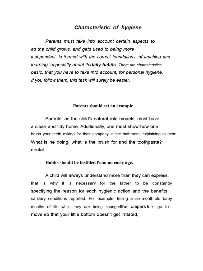 Characteristic of Hygiene | PDF
